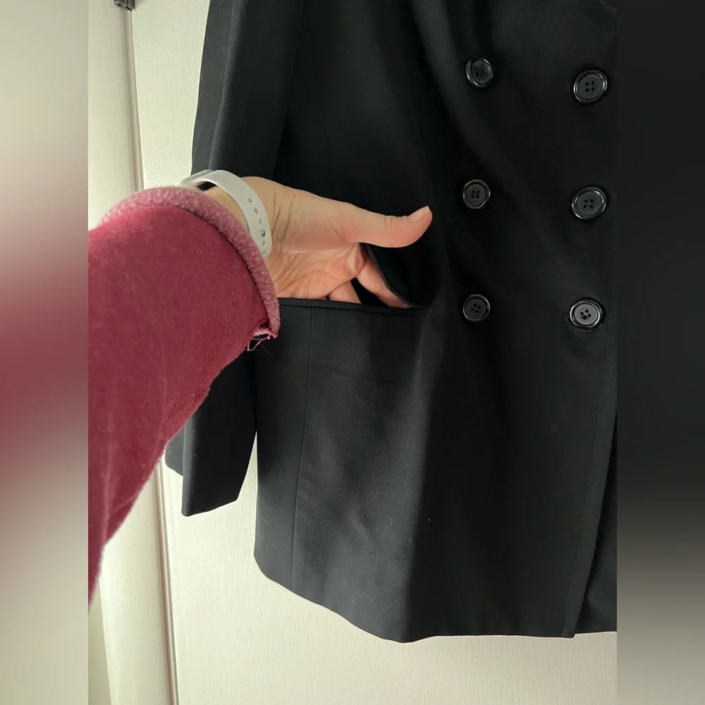 J. Crew Peacoat Blazer Double Breasted Solid Black Large - Picture 2 of 6